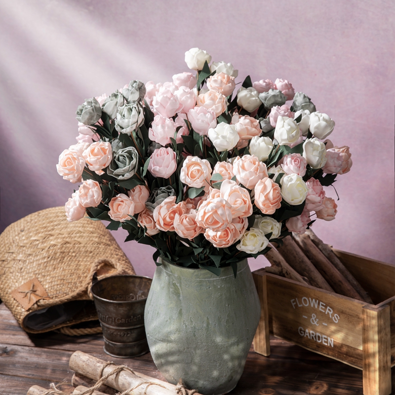 MW09918 Natual Touch Rose Blomster PE Enkelt Rose Stængel Til Bryllupsfest Hjemmekontor dekoration