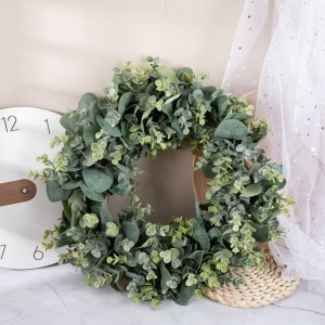 CF01131 Nyt design kunstig plastik grøn eukalyptus krans til hjemmet bryllup vægdekoration