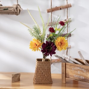 CF01248 Buket Bunga Buatan Krisan dengan Corngrass dan Sage untuk Vas Pernikahan Rumah Dapur Dekorasi Pesta Taman