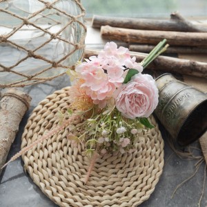 CF01304 Τεχνητό λουλούδι ροζ ορτανσία Νυφική ​​ανθοδέσμη Μπουκέτο παιωνίας τριαντάφυλλο πικραλίδα για διακόσμηση γάμου στον κήπο του σπιτιού