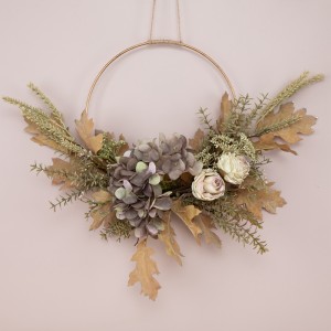 CF01211 گرم، شہوت انگیز وڪرو مصنوعي گلن جي چادر گلاب Hydrangea Acorn Leaf Haf wreath for wall decor