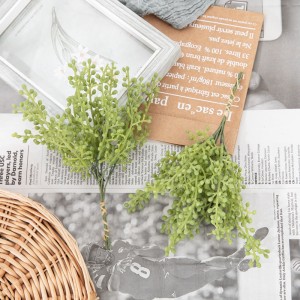 DY1-6235 Jauna dizaina mākslīgo ziedu augu plastmasas zaļo pupiņu zariņi, sulīgs mazs ķekars mājas dekorēšanai