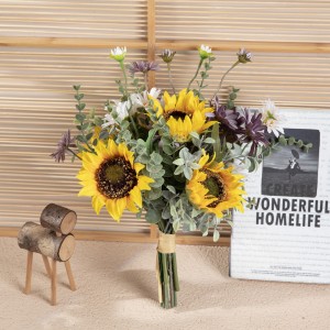 CF01266 צרור פרחים מלאכותיים חמניות דייזי זר מתנה לשולחנות אגרטל קישוטי חתונה סידורי פרחים