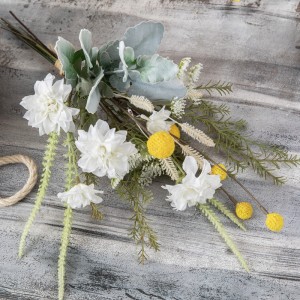CF01249 Нов дизајн Букет на големо пролетно лето со вештачко цвеќе Букет од сребрен лист Далија глуварче за декорација