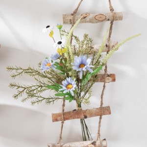 CF01252 Hoa cúc màu xanh nhạt Hoa đồng tiền với cây xô thơm hương thảo Bó hoa nhân tạo thủ công để trang trí bữa tiệc sự kiện