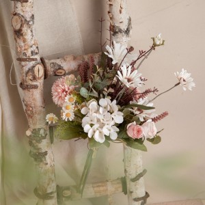 CF01270Buqetë dasme me lule artificiale me luleradhiqe me trëndafila mëndafshi për tavolinë fshatare për shoqëruese të nuses