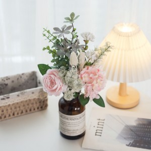 CF01303 Paquet de flors de crisantem blanc de peonia de seda d'eucaliptus de plàstic d'hortensia de bon preu per a casaments a casa