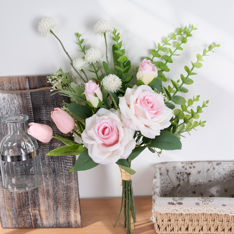 CF01182A Artificial Rose Tulip Dandelion Bouquet New Design Wedding Decoration Valentine’s Day gift