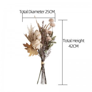 CF01219 Μπουκέτο από τεχνητό ύφασμα Νέου Σχεδίου Μπουκέτο λουλουδιών Ξηρά καμένο τριαντάφυλλο για διακόσμηση σπιτιού γάμου