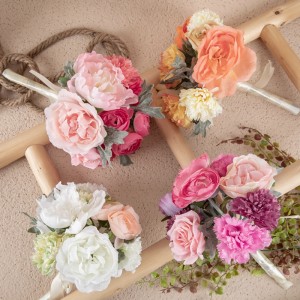 GF15324 Didmeninė prekyba rožinių bijūnų gėlių rankų ryšuliais nuotakos vestuvių dekoravimui