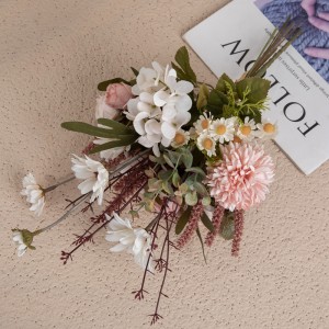 CF01270Silk Rose chrysanthème pissenlit fleurs artificielles Bouquet de mariage pour mariée demoiselle d'honneur centres de Table rustiques