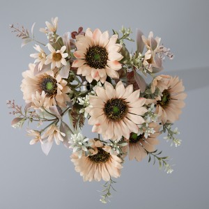 CL06001 ភួងផ្កាសិប្បនិម្មិត ផ្កាឈូករ័ត្ន Chrysanthemum Gerbera Fall Party Home Decor Faux Flower Decorations