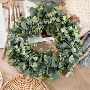 CF01131 New Design Artificial Plastic Green Eucalyptus Wreath for Home Wedding Wall Decor