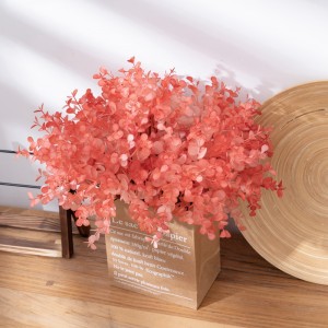 YC1059-6 flor artificial de plástico rosa vermelho eucalipto pequeno buquê arranjo festa de casamento páscoa primavera decoração de escritório em casa