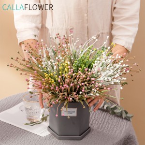 Mw77702 atacado barato flores artificiais plantas de plástico artificial e grama feijão pacote decoração para casa mobiliário de mesa