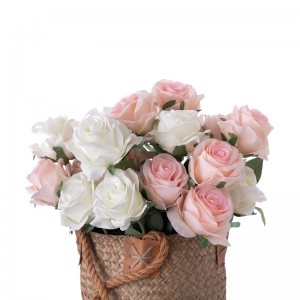 MW41105 گھر کی شادی کی سجاوٹ ریشم کے پھول اصلی ٹچ گلاب مصنوعی شاہی نیلے آرائشی پھول اور چادریں قدرتی ٹچ باکس + کارٹن