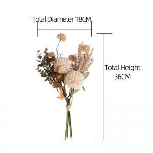 CF01221 Hot Selling Artificial Flower Bouquet Fabric Champagne Dandelion Bunch for Home Party Wedding Decoration