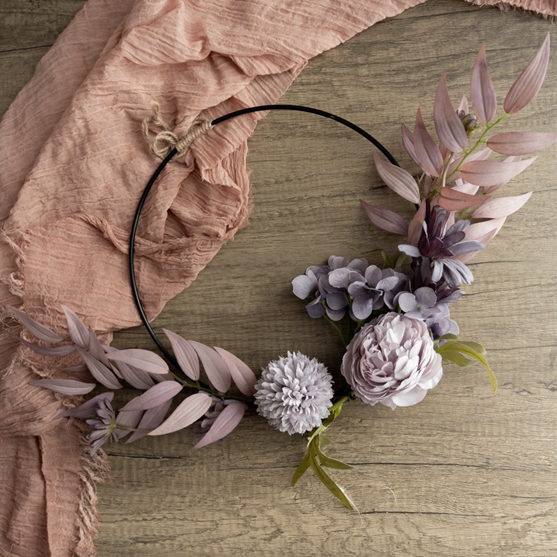 CF01036 wreath ດອກໄມ້ທຽມ Hydrangea Dandelion Chrysanthemum ໂຮງງານຂາຍໂດຍກົງດອກໄມ້ Wall Backdrop
