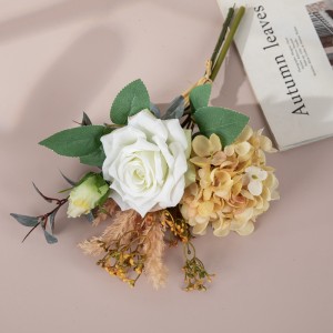 CF01231 Forår Ny Ankomst Kunstig Blomst Hortensia Rose Eucalyptus Buket til Hjem Fest bryllup Midtpunkt bordindretning