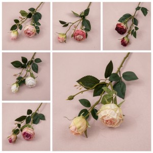 MW52001 Flors de roses artificials de tija llarga 2 caps Roses de seda per a bricolatge ram de casament Centre de taula decoració de la llar