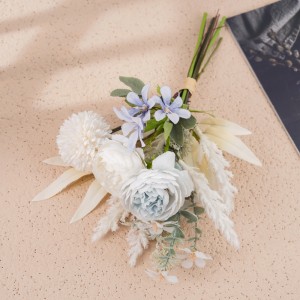 CF01305 Dandelion Ranunculus Bouquet Bridal Wedding Bouquet කෘතිම සේද මනාලිය මනාලියන් වින්ටේජ් රස්ටික් විලාසිතාවේ සැටින් විවාහ මංගල්‍යය