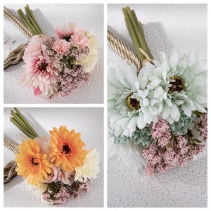 MW83115 Hot Selling Artificial Flower Bouquet Fabric Ranunculus Gerbera for Garden Wedding Decoration