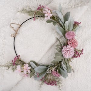 CF01062 wreath ດອກໄມ້ທຽມບານ Chrysanthemum ໃບອຸປະກອນການແຕ່ງງານທີ່ແທ້ຈິງ