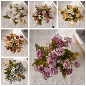 MW66003 ຂາຍສົ່ງຜ້າທຽມ Ball Chrysanthemum Silk Dliac Plastic Plant Flower For Wedding Home Party Decoration