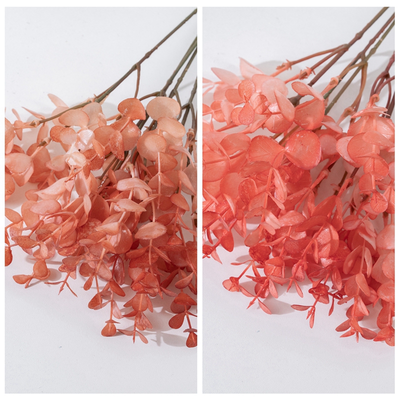 YC1059-6 Művirág műanyag rózsaszín vörös eukaliptusz kis csokor esküvői party húsvéti tavasz otthoni irodai dekoráció