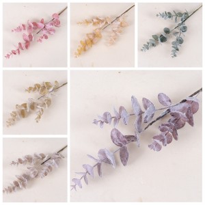 MW09108 Artificial Flocking Eucalyptus Leaves Stems Leaf Branches for Home Office Flowers Bouquet Centerpiece Wedding Decor