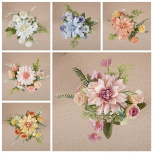 MW66793 Cheap Low MOQ Silk Artificial Flower Dahlia Bouquet for Home Party Wedding Centerpieces Tafeldekoraasjes