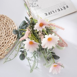 CF01227 Popularno prodavani cvijet od umjetne tkanine Bijelo ružičasti buket suncokreta ukupne dužine 38 cm za uređenje doma