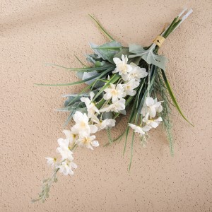 CF01230 Ny Ankomst Moderne Kunstig Silke Blomst Hvid Grøn Delphinium Sage Buket til Hjem Bryllupsfest Begivenhedsdekoration