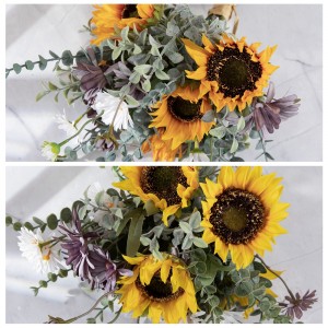 CF01266 Artificialis Flos Bunch Sunflower Sunflower Daisy Bunch Gift Bouquet for Tables Vase Nuptiale Decorations Flower Dispositiones