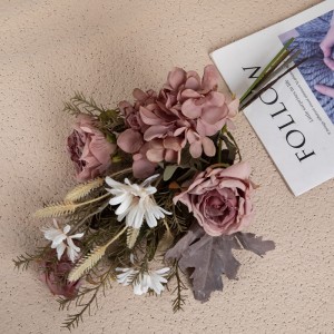 CF01244 Hortenzija divljeg cvijeta ruže s ružmarinom, hrastovim lišćem, slatnom travom Izuzetan, elegantan umjetni cvjetni aranžman