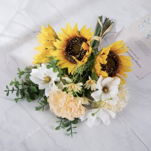 CF01292 Artificial Sunflower Cosmos Carnation Bouquet don Wurin Bikin Biki Buquets Kayan Adon Gida