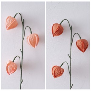 YC1116 China Direct Sale Aritificial Wedding Table Decoration Chinese Fabric Lantern Physalis Peruviana Single Stem For Home