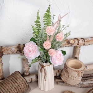 CF01245 Rosa artificiale dente di leone rosa artificiale castagno persiano erba di riso bouquet di salvia fiori decorativi per la casa di nozze