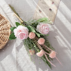 CF01245 Artificial Pink Rose Dandelion Persian Chestnut Rice Grass Sage Bouquet Decorative Wedding Home Flowers