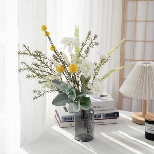 CF01249 Buchet de flori artificiale de primăvară vară de design nou, buchet de frunze de argint, dalie, păpădie, pentru decorare