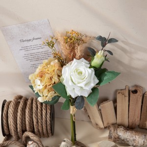 CF01231 ฤดูใบไม้ผลิมาใหม่ประดิษฐ์ดอกไม้ไฮเดรนเยีย Rose Eucalyptus Bouquet สำหรับงานปาร์ตี้งานแต่งงานตกแต่งตาราง