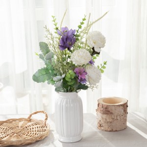 CF01241 Изкуствено цвете, лотос, дива хризантема, бял лилав букет за домашно парти, сватбена украса