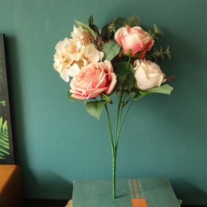 YC1042 Silk Fabric Artificial Rose Bouquet Hydrangea,Wedding Decoration Rose Hydrangea Bouquet Artificial