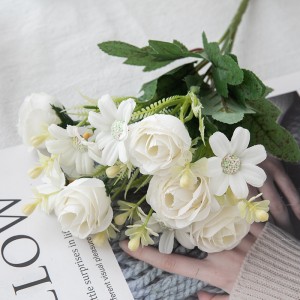 MW81110 Buatan Lima Kepala Mawar Bouquet Populer Pernikahan Centerpieces Dekoratif Bunga lan Tanduran