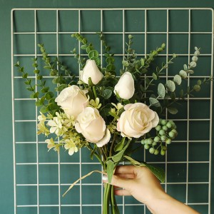YC1053 高品質人工バラの花の花束結婚式用人工ローズブーケホームテーブル装飾用