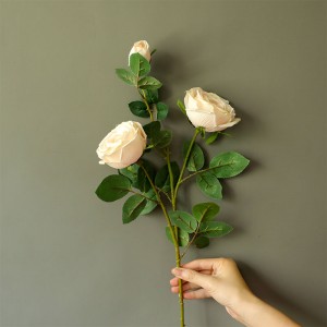 YC1046 ह्यान्डमेड थोक डिजाइन गुलाब एक शाखा र दुई टाउको कृत्रिम फूल सजावट