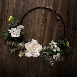 CF01039 Artificial White Camellia Wreath New Design Decorative Flowers and Plants