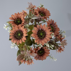 CL06001 Bukkett tal-Fjura Artifiċjali Ġirasol Chrysanthemum Gerbera Fall Party Home Decor Dekorazzjonijiet Faux Fjura