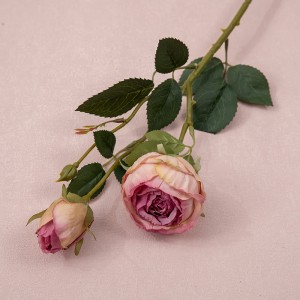 MW52001 atifisyèl Rose flè long tij 2 tèt swa roz pou brikoleur maryaj Bouquet tab santral dekorasyon kay