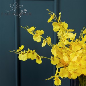 MW32101 Jualan panas orkid menari bunga tiruan 50cm kuning hiasan meja rumah perkahwinan hiasan dinding bunga